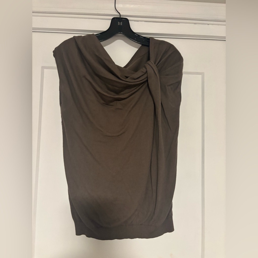 Ann Taylor Brown Sleeveless Draped Top